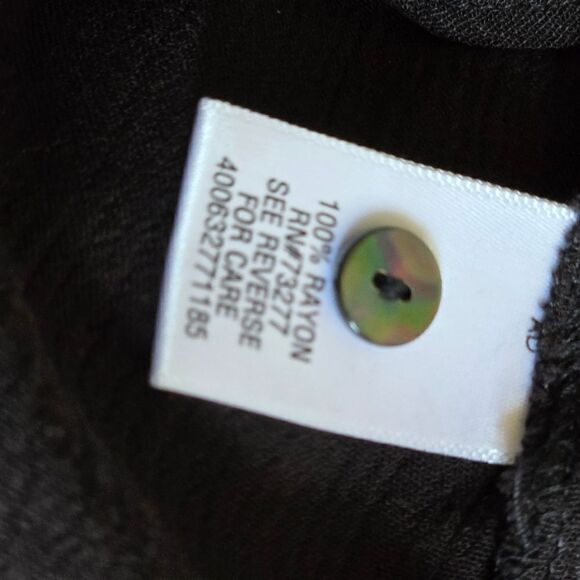 Candie's Black Sheer Tie Front Long Sleeve Y2K Button Front Blouse Top - Picture 7 of 7